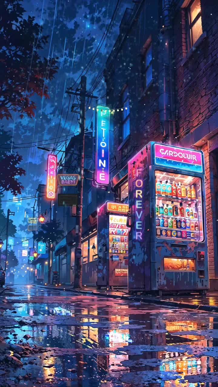 Neon-Lit Urban Nightscape Download Wallpapers