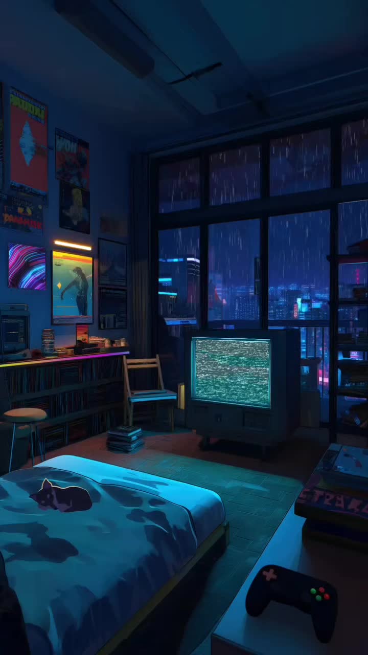 Neon Dreamscape Bedroom Download Wallpapers
