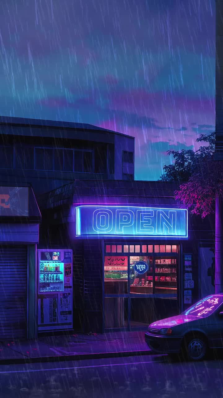 Neon Glow Parking Scene Download Wallpapers