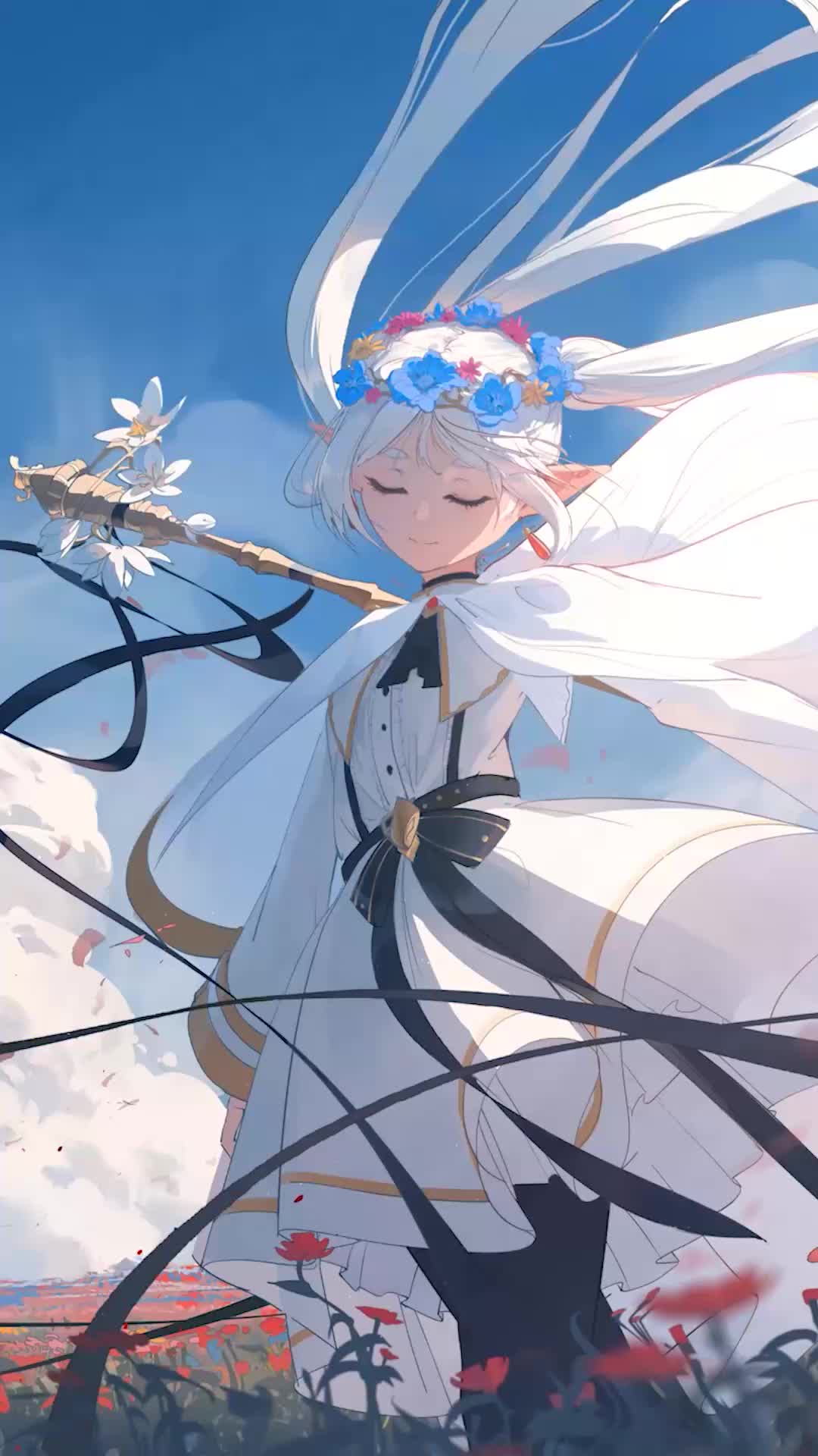 Ethereal White-Haired Anime Figure Download Wallpapers