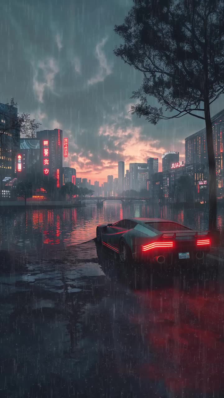 Neon Rain Street Glow Download Wallpapers