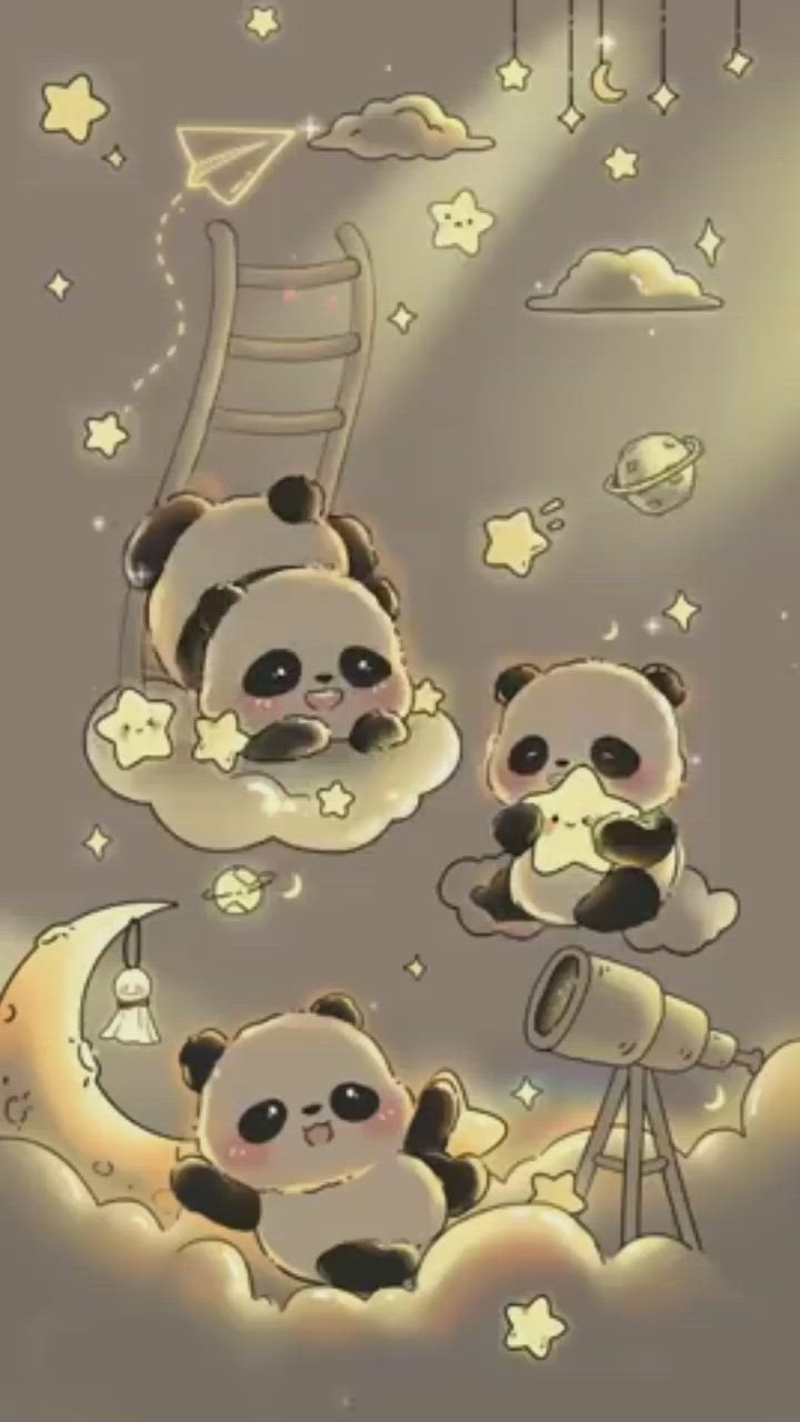Moonlit Panda Duo Download Wallpapers