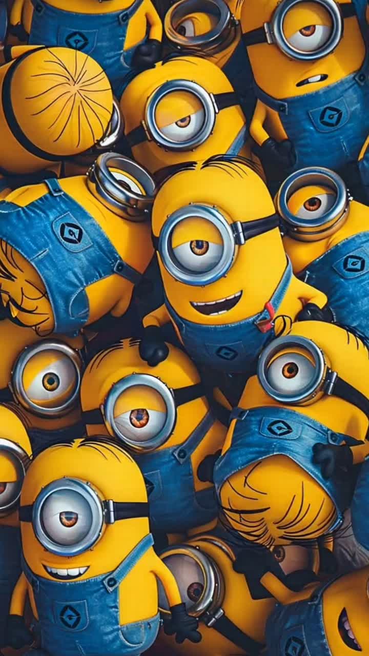 Vibrant Minion Cascade: Yellow and Blue Download Wallpapers