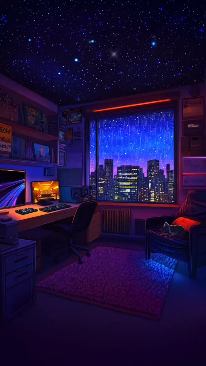 Neon Glow Office Haven Download Wallpapers
