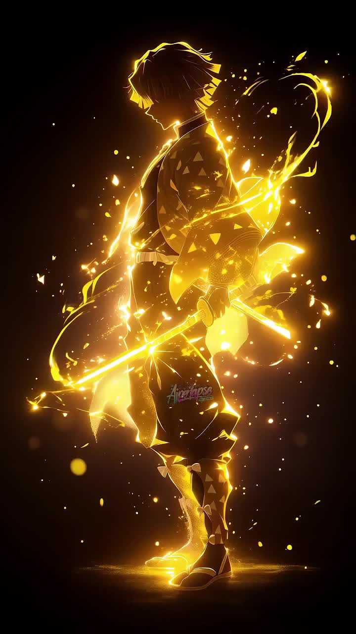 Glowing Anime Hero in Neon Light Download Wallpapers