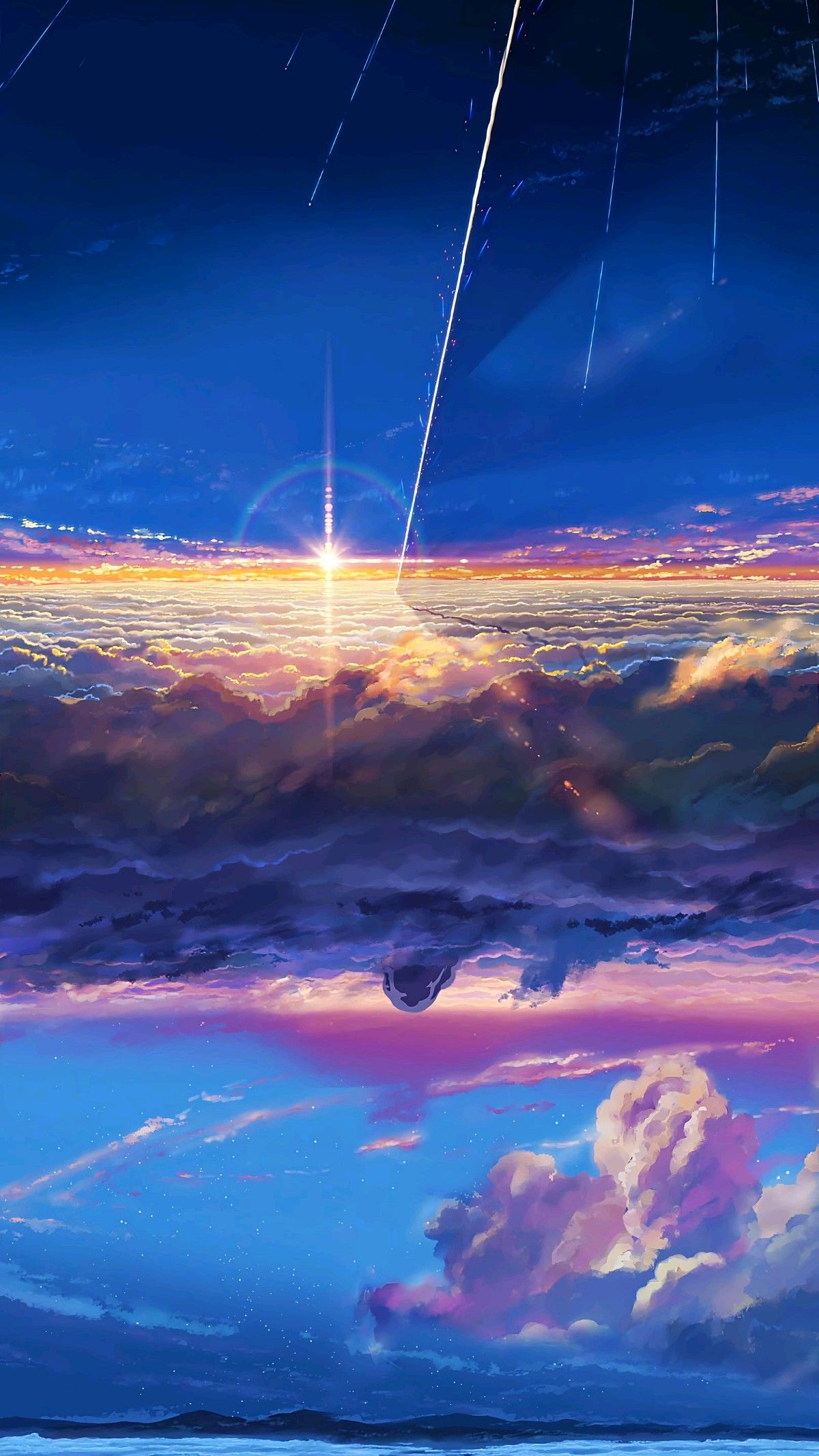 Starry Sky Falling Over Anime City Download Wallpapers