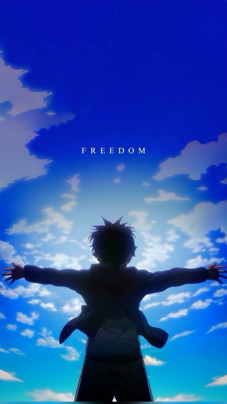 Anime Character Embracing Clear Blue Sky Download Wallpapers