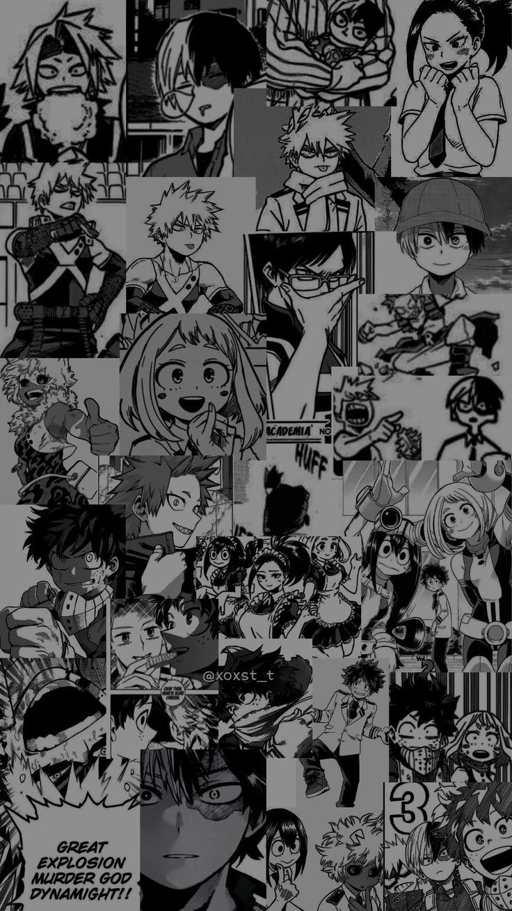Monochrome Anime Character Collage Download Wallpapers