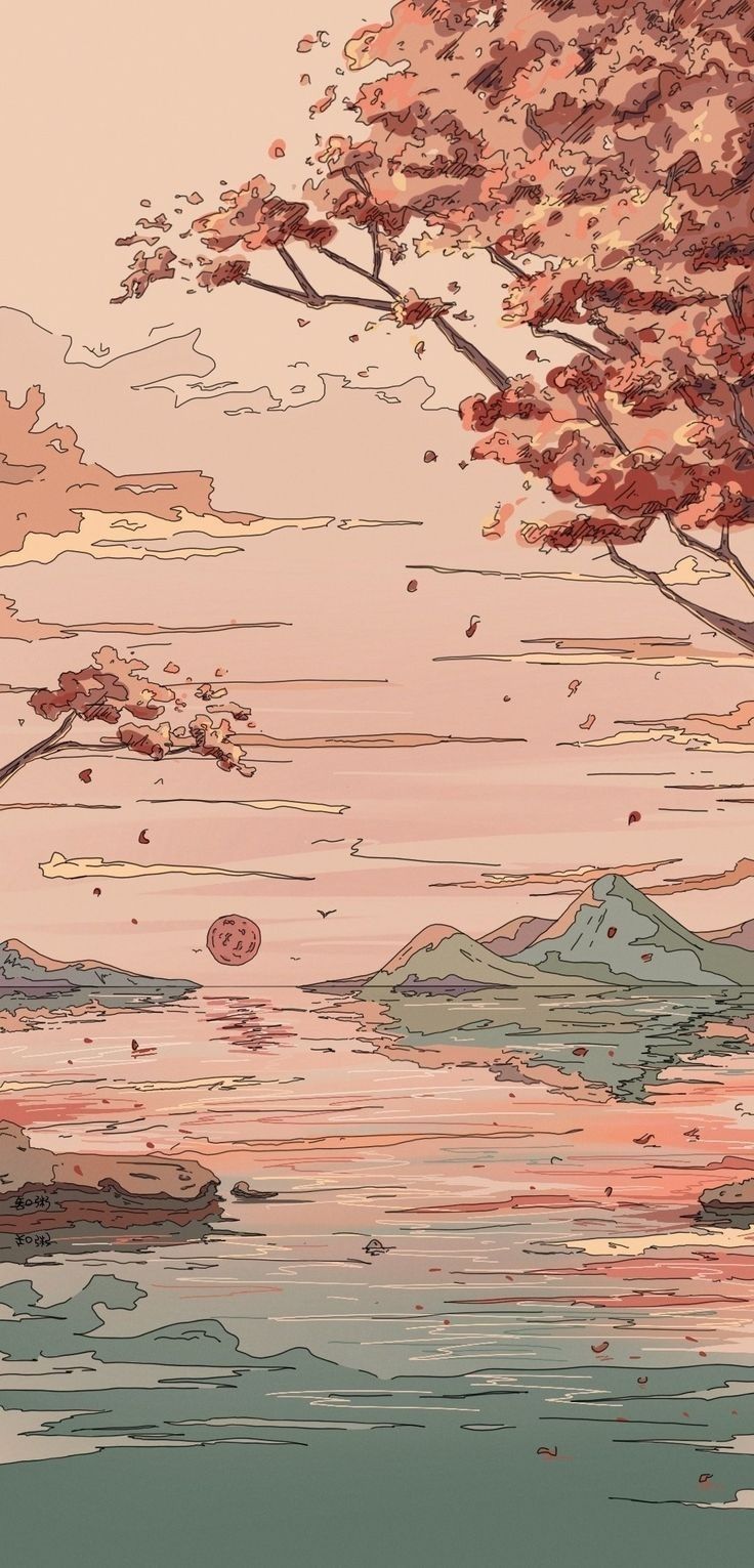 Anime Forest Mountain Landscape Download Wallpapers