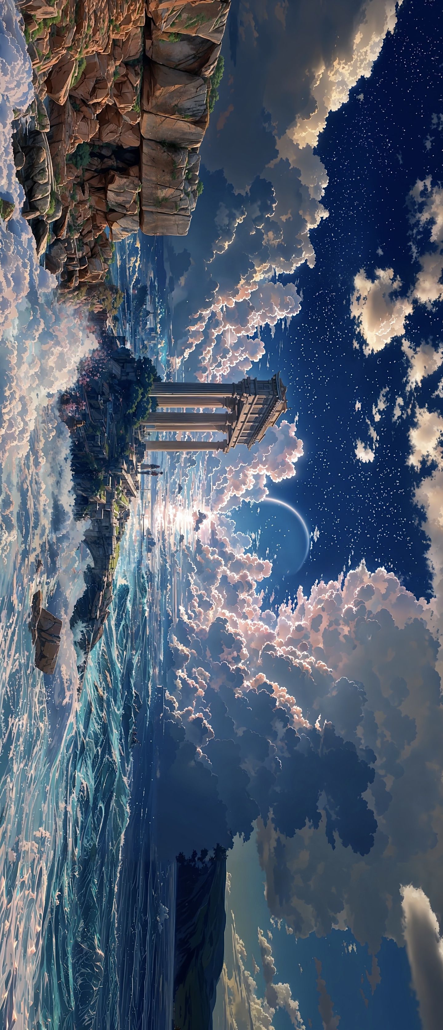 Futuristic City Amidst Clouds Download Wallpapers