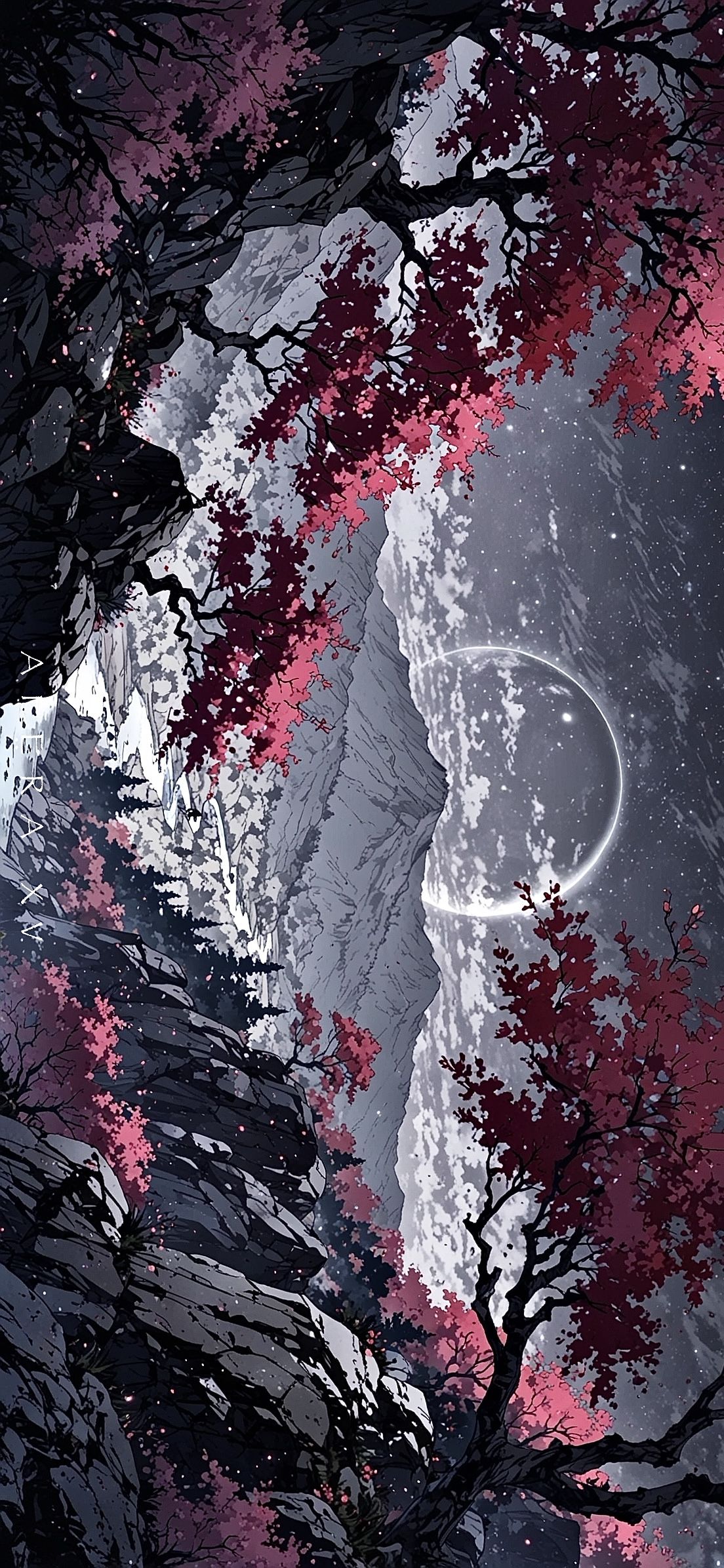 Moonlit Crimson Forest Download Wallpapers