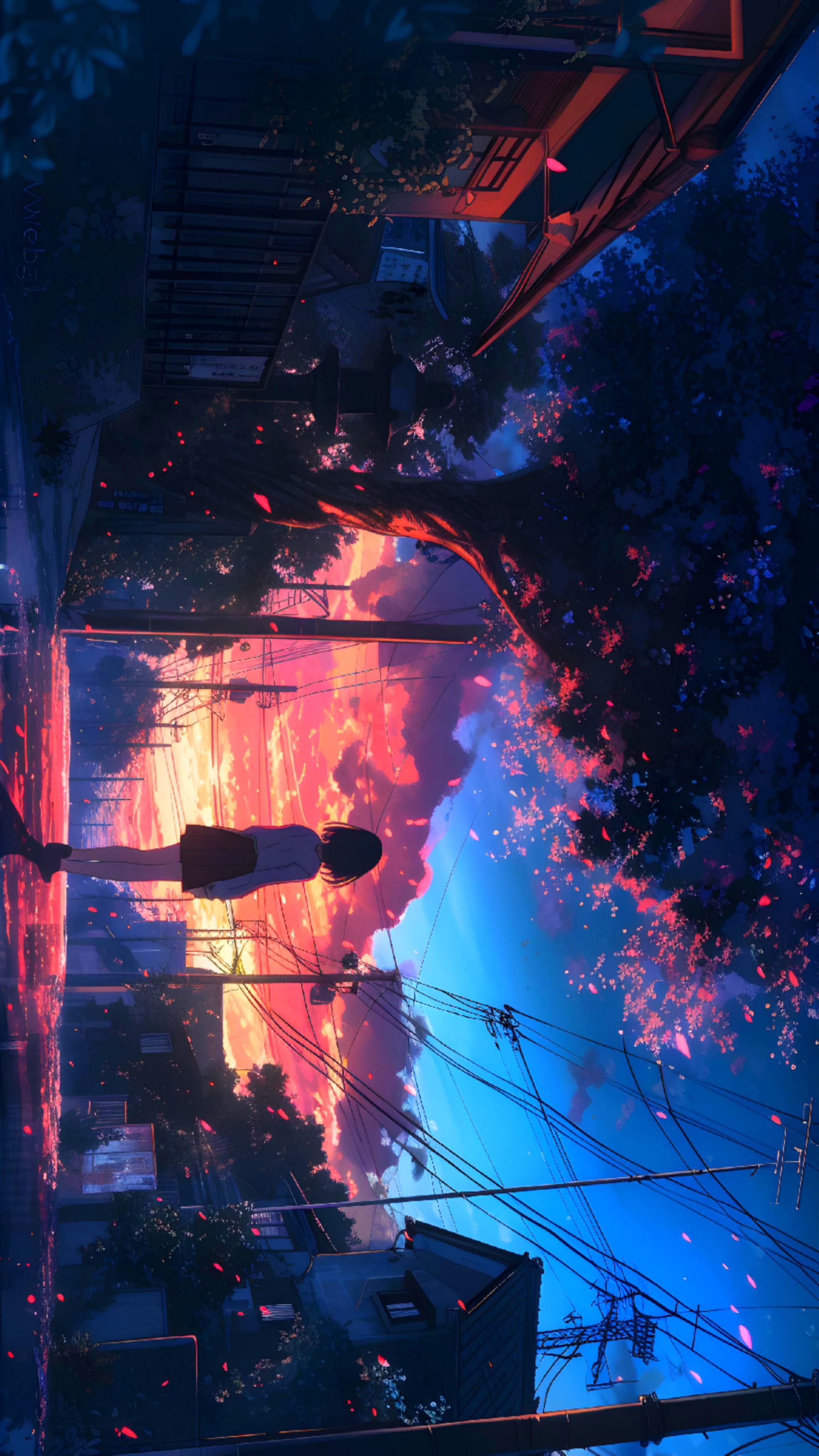Serene Sky Reflection Anime Scene Download Wallpapers