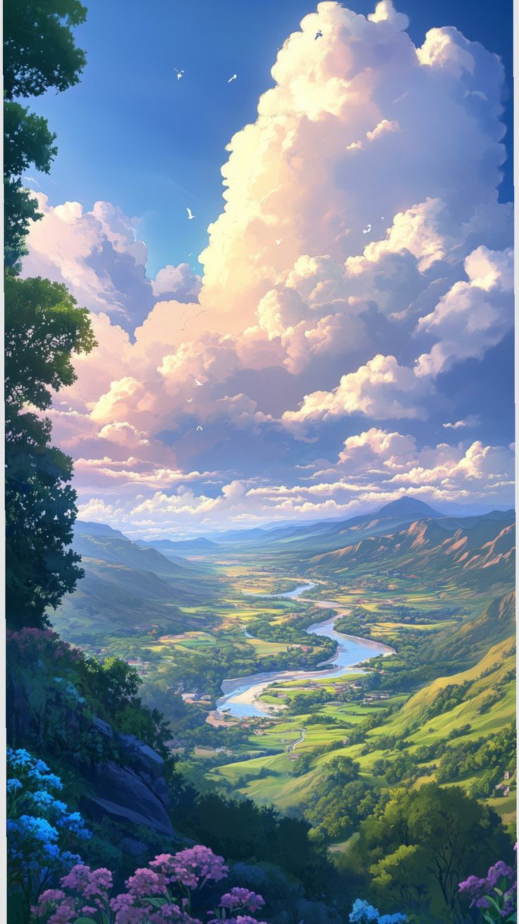 Misty Valley Anime Landscape Download Wallpapers