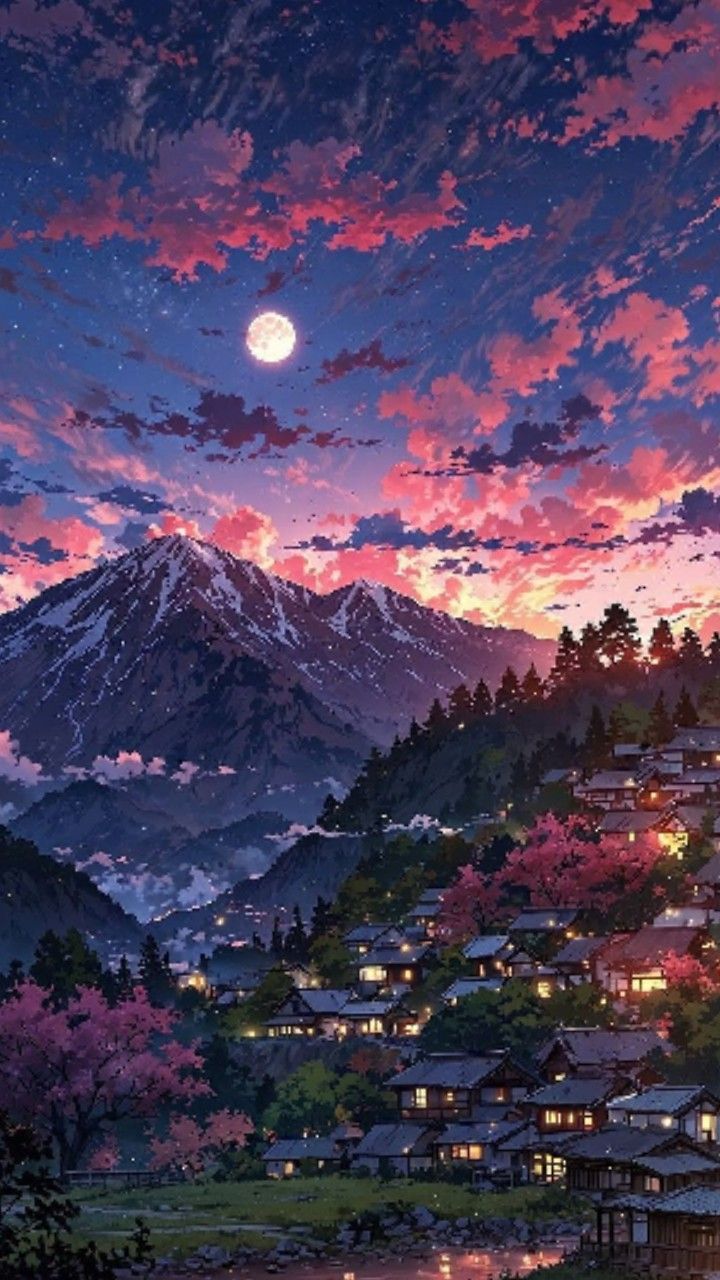 Serene Mountain Sunset Glow Download Wallpapers