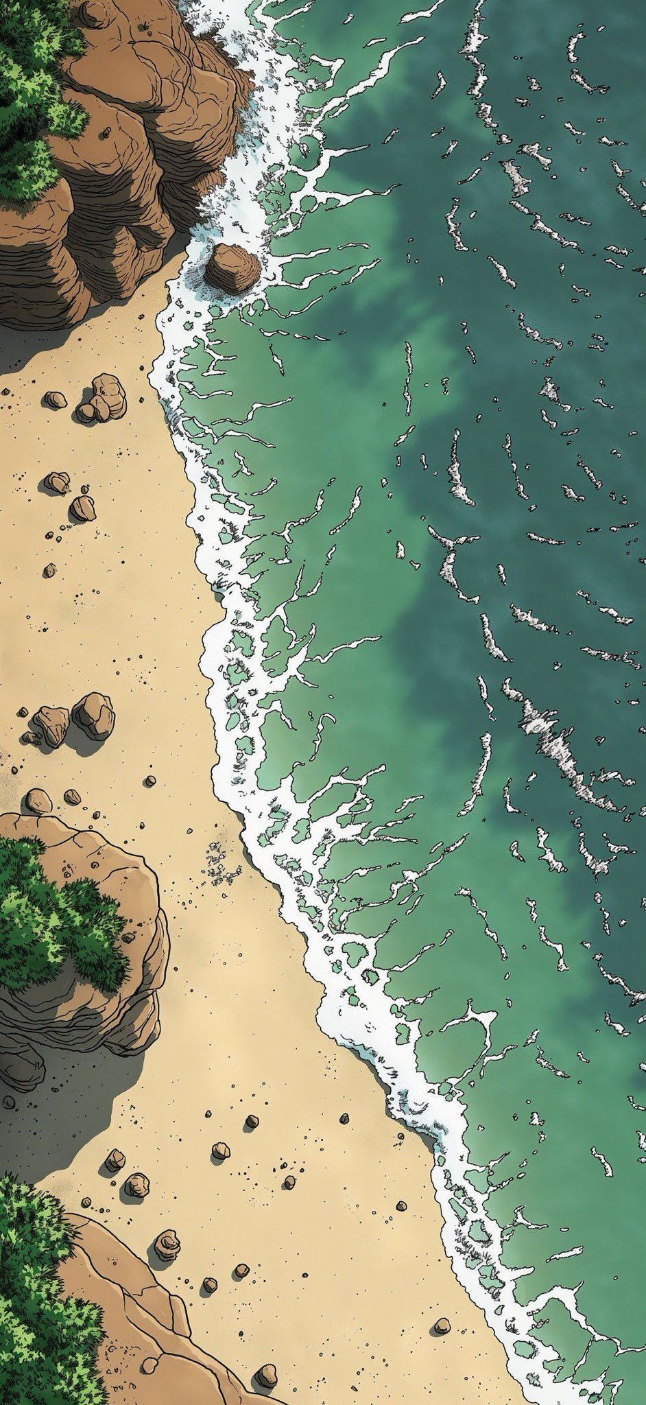Anime Beach Waves Scenery Download Wallpapers