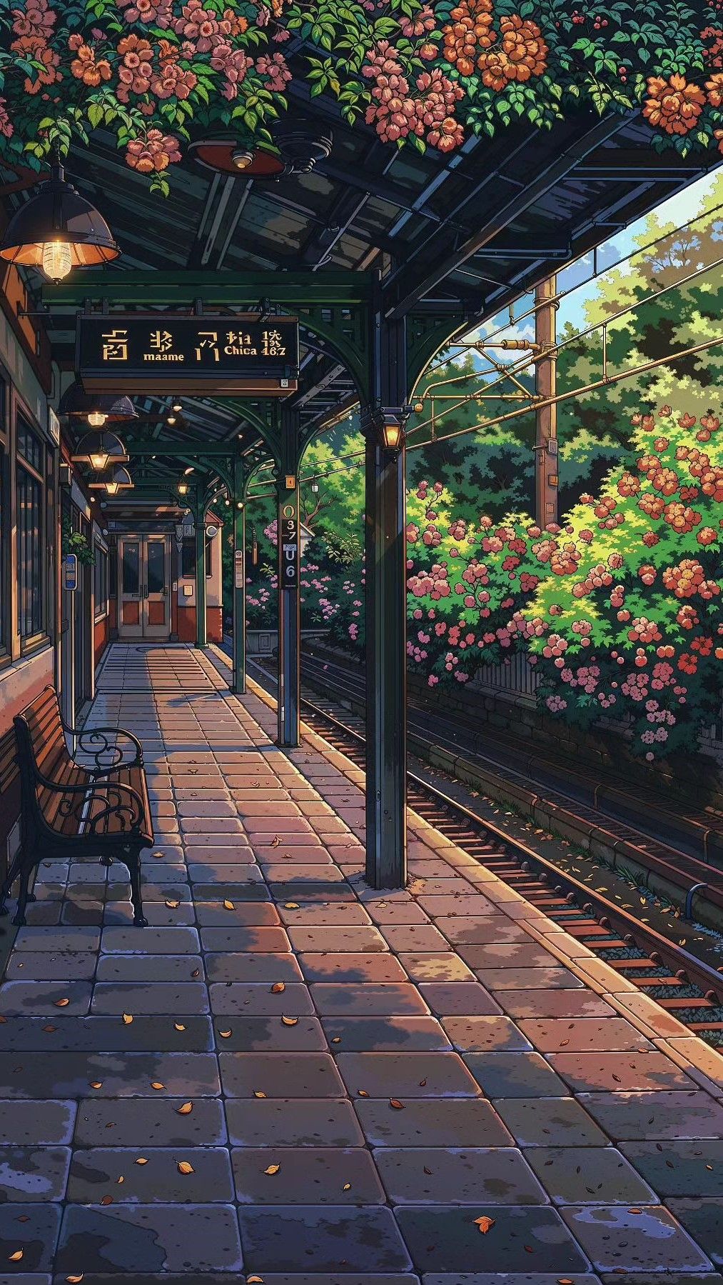 Train Station with Blooming Ceiling Art Download Wallpapers
