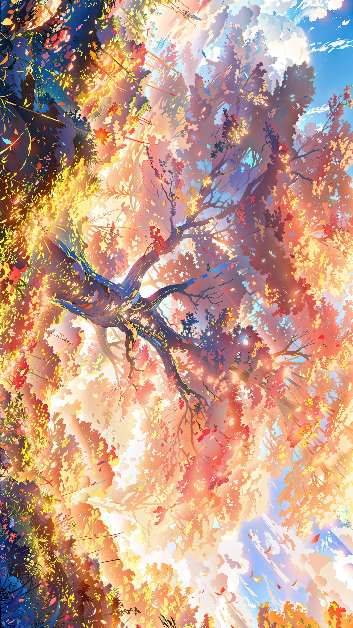 Vibrant Autumn Trees Aerial View Download Wallpapers