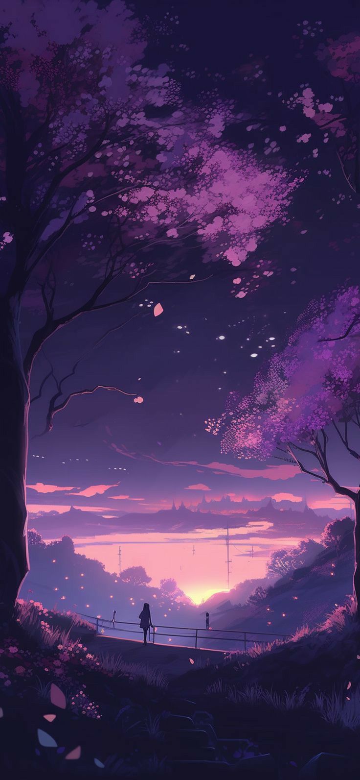 Violet Anime Landscape Art Download Wallpapers