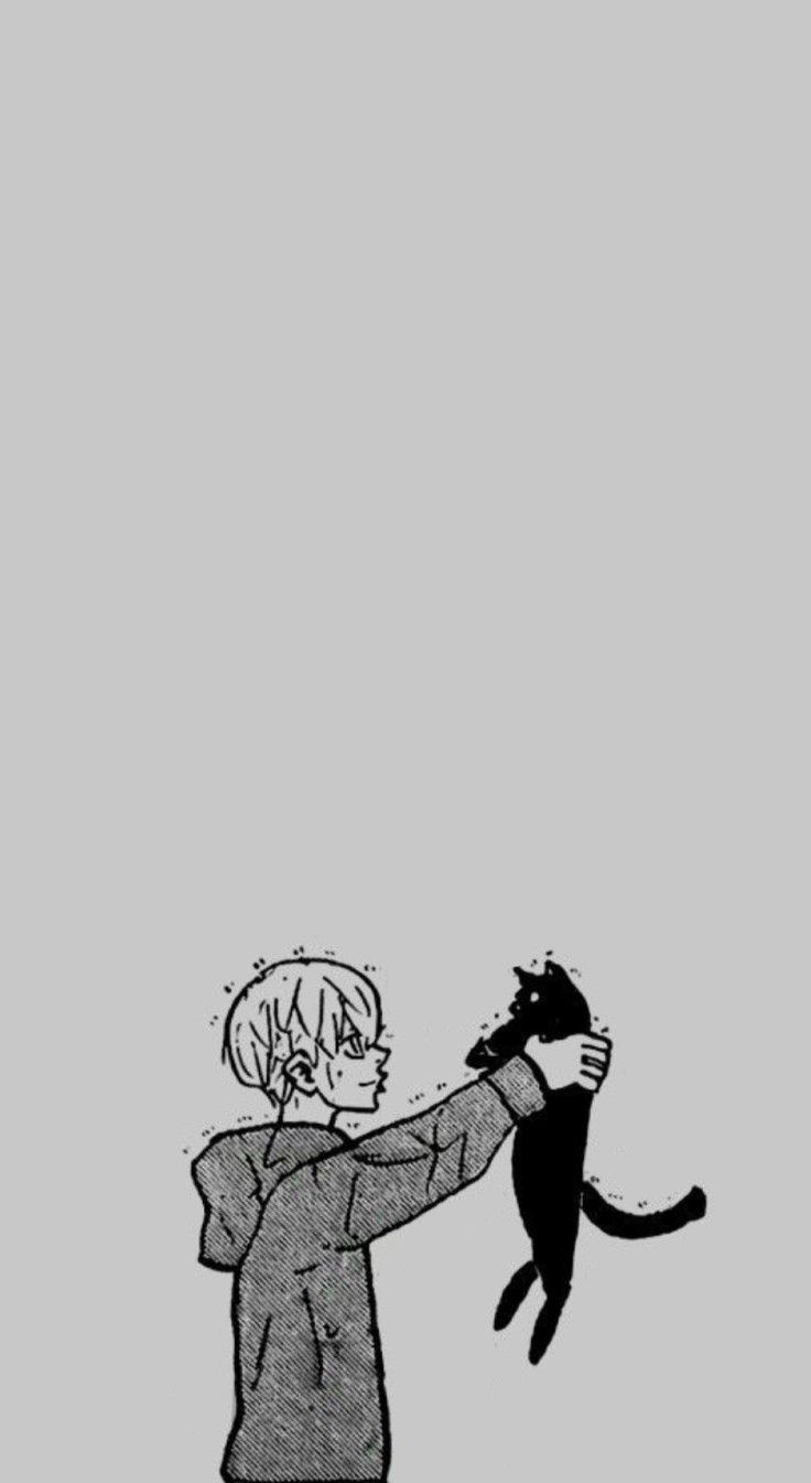 Minimalist Anime Cat Sketch Download Wallpapers