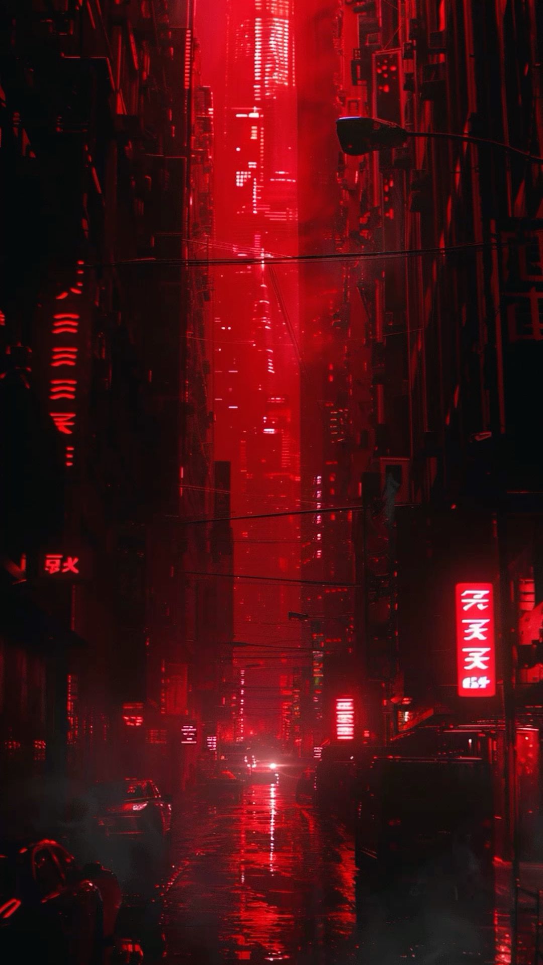 Neon Skyline Under Blood Red Lights Download Wallpapers