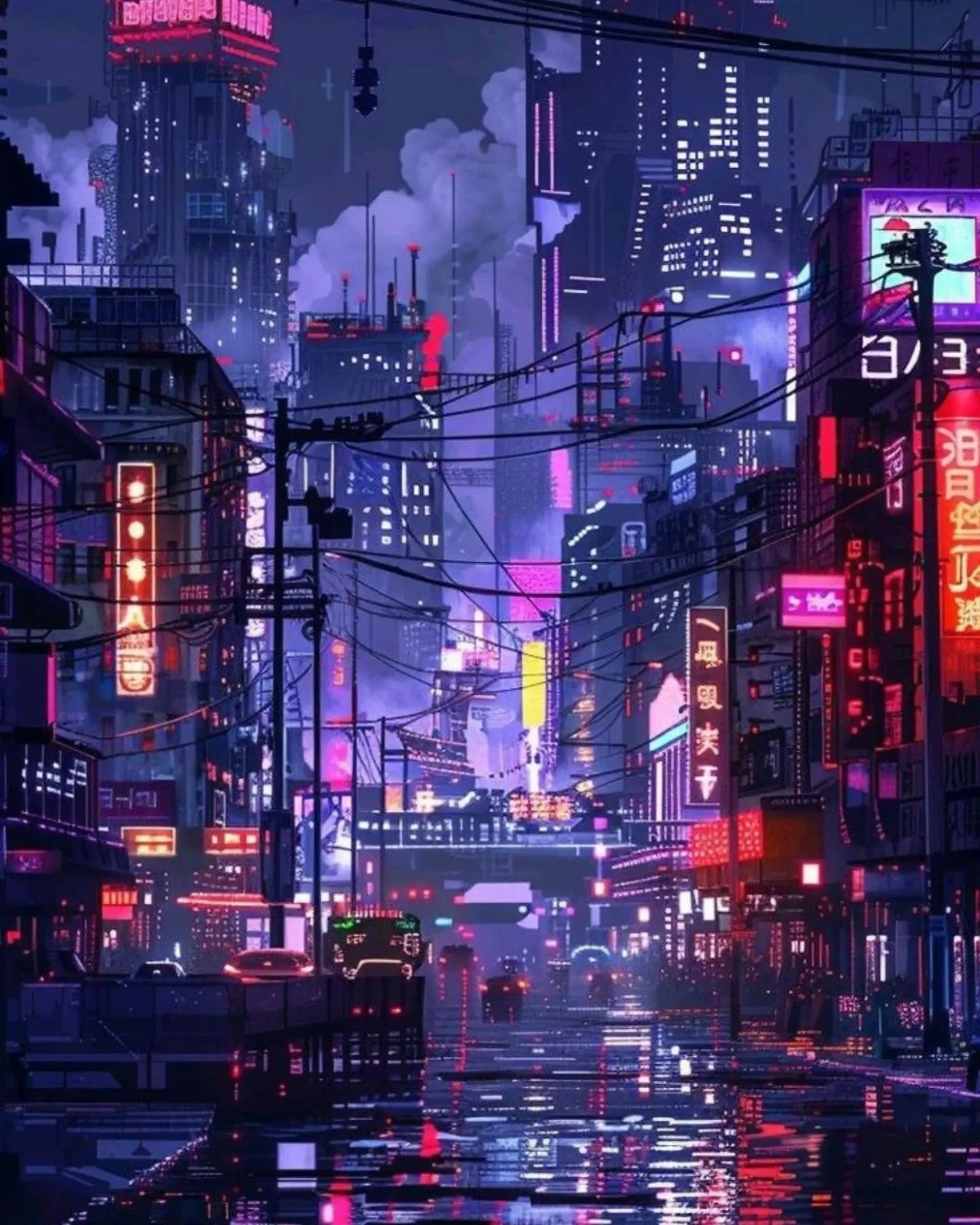 Neon Cityscape Night Glow Download Wallpapers