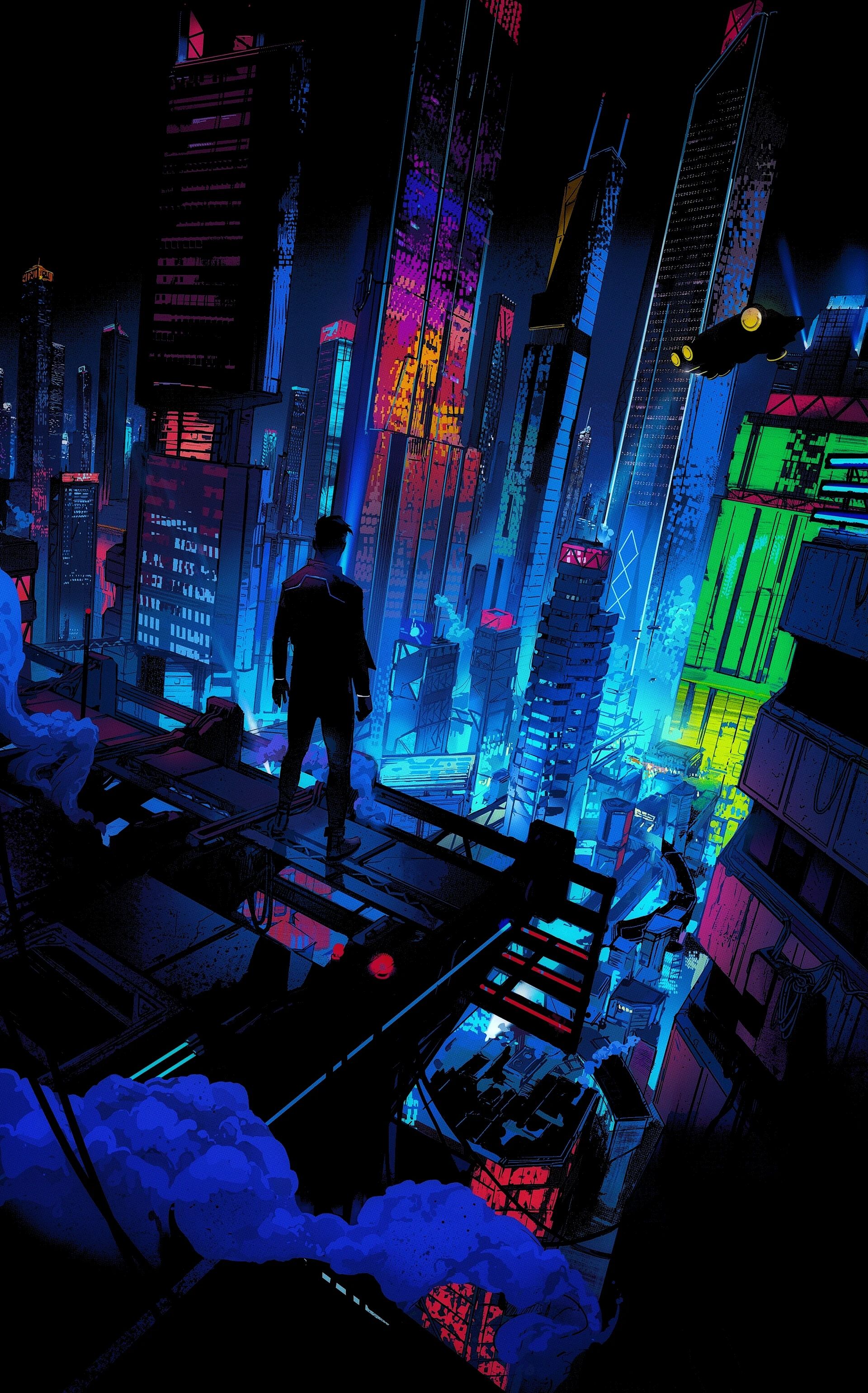 Neon Cyberpunk Cityscape Download Wallpapers