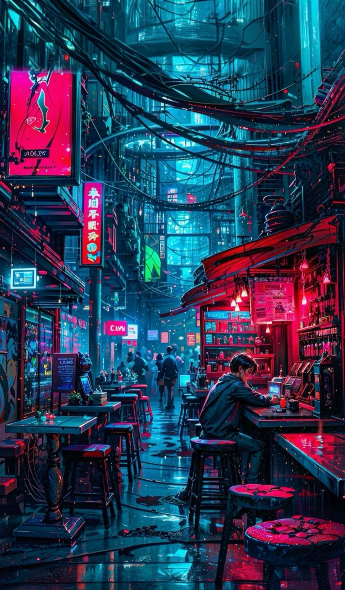 Neon Alleyway Nightlife Scene Download Wallpapers