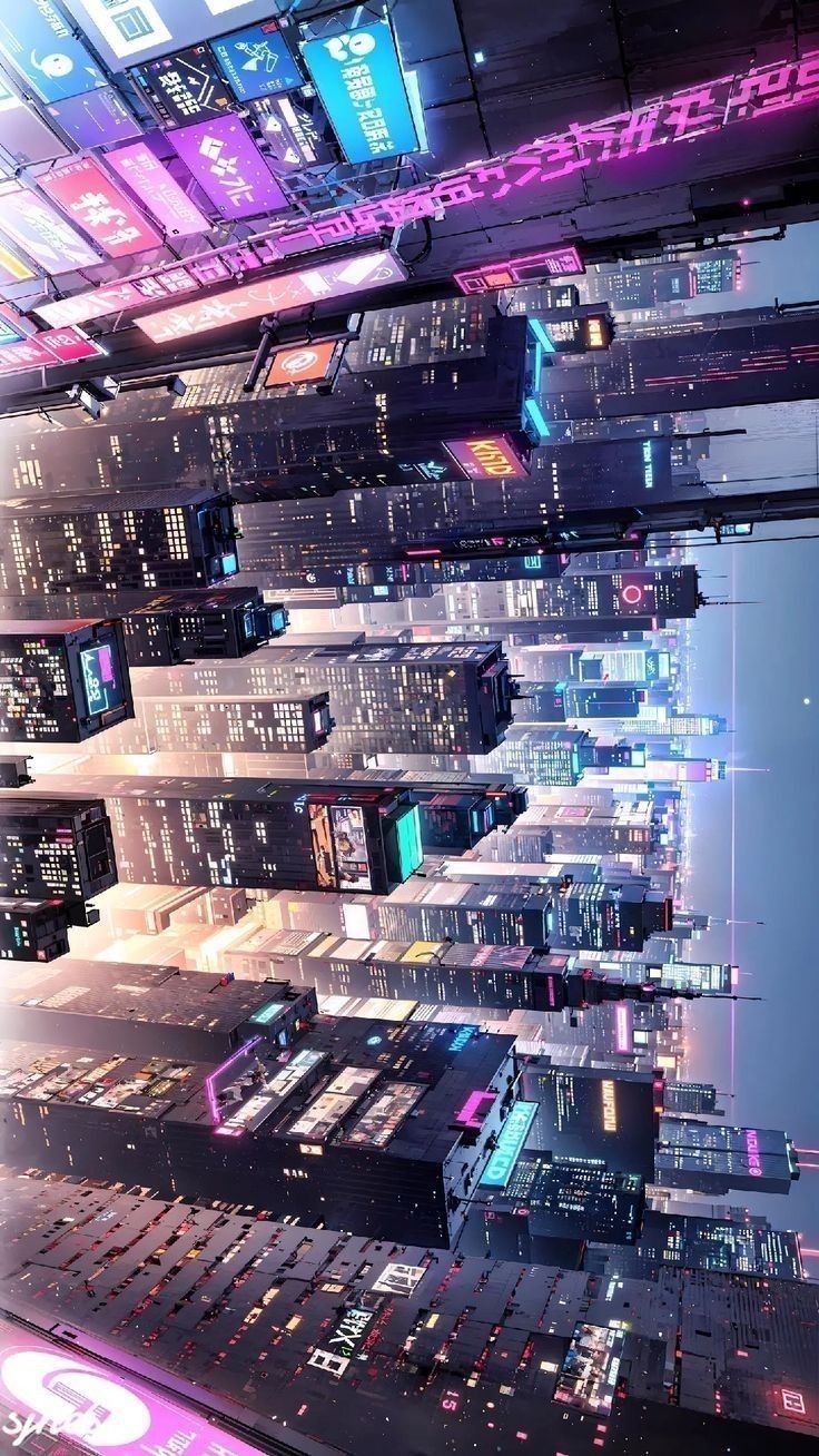 Neon Skylines in Cyberpunk City Download Wallpapers