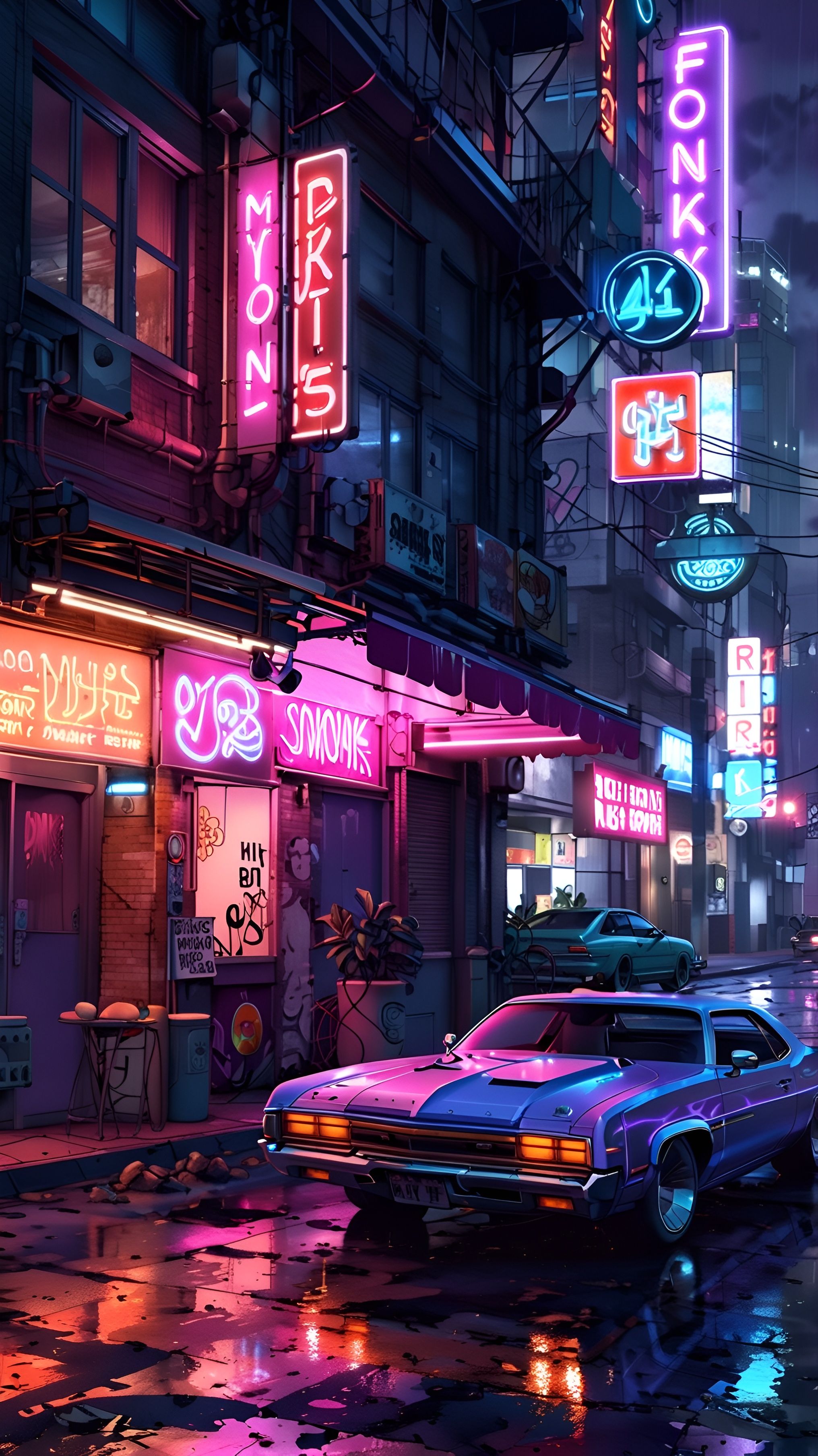 Neon Cyberpunk Cityscape Download Wallpapers