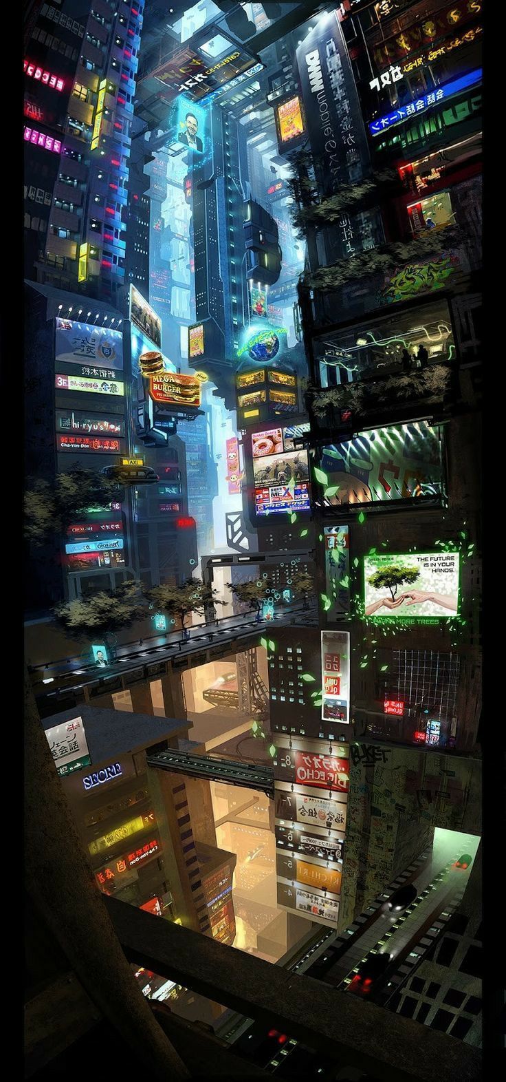 Neon Skylines in Cyberpunk City Download Wallpapers