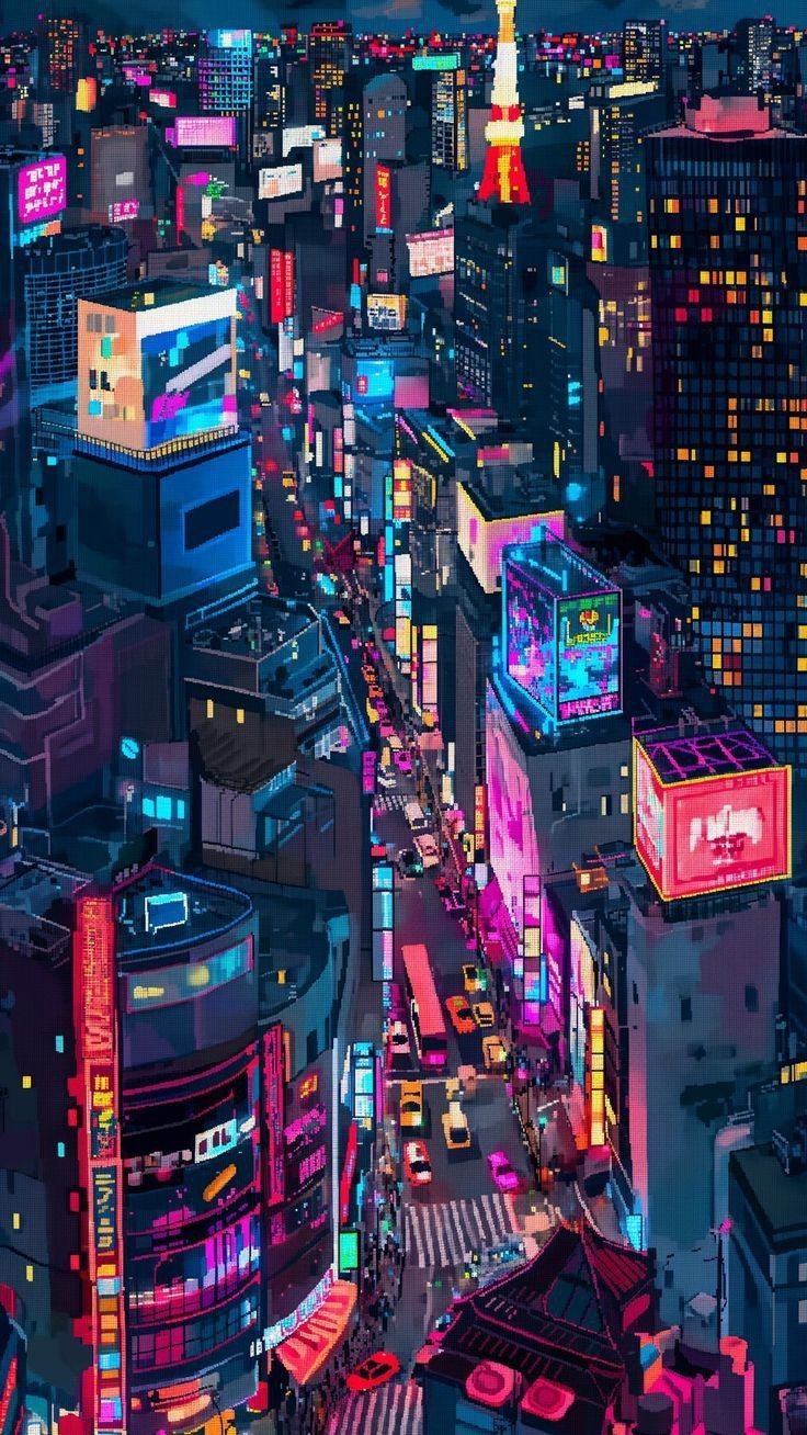 Neon City Skyline Glow Download Wallpapers