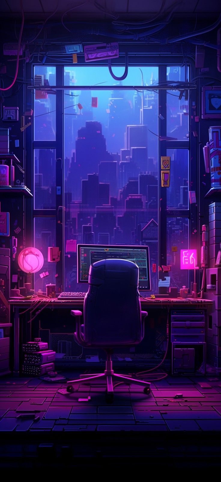 Cyberpunk Neon Floral Glow Download Wallpapers