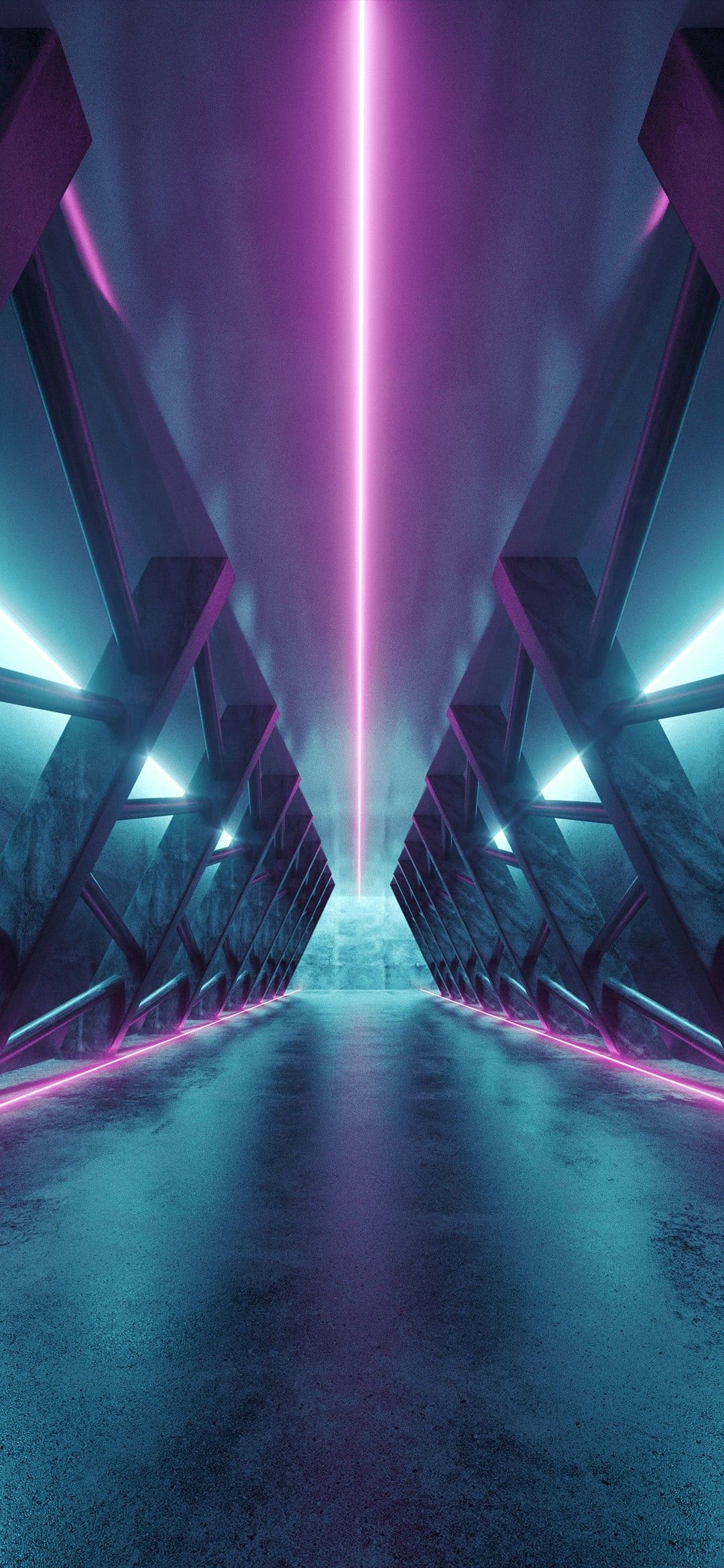 Cyberpunk Neon Skyline Reflection Download Wallpapers