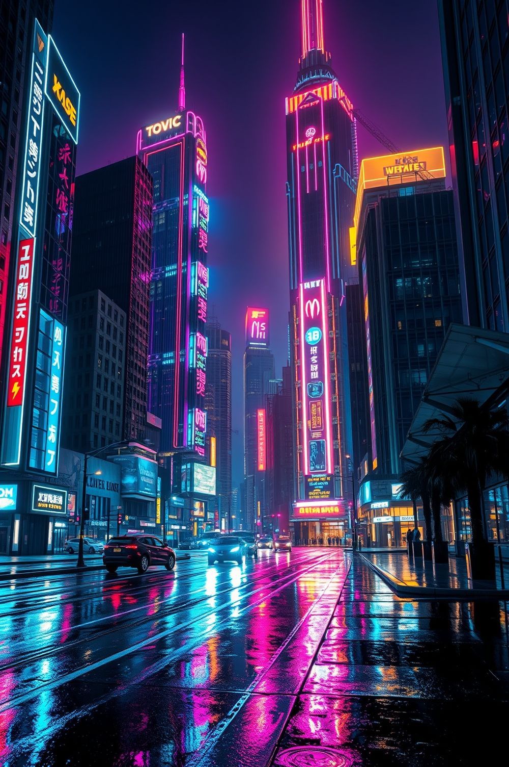 Neon Glow Cityscape Horizon Download Wallpapers