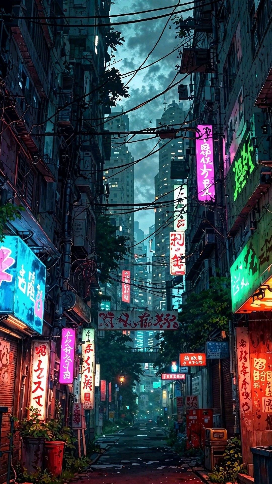 Neon Alley Cyberpunk Cityscape Download Wallpapers