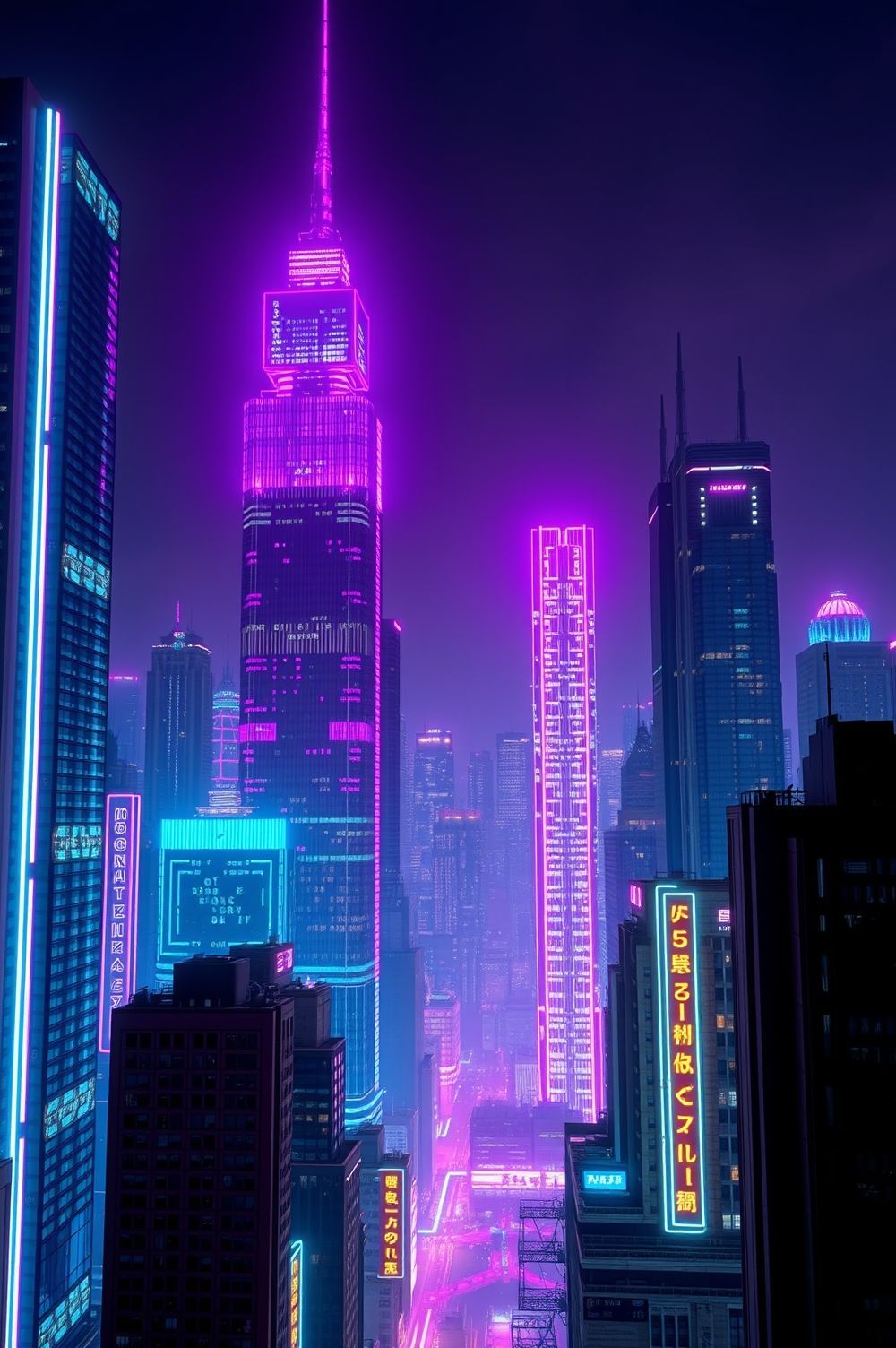 Neon Cyberpunk City Glow Download Wallpapers