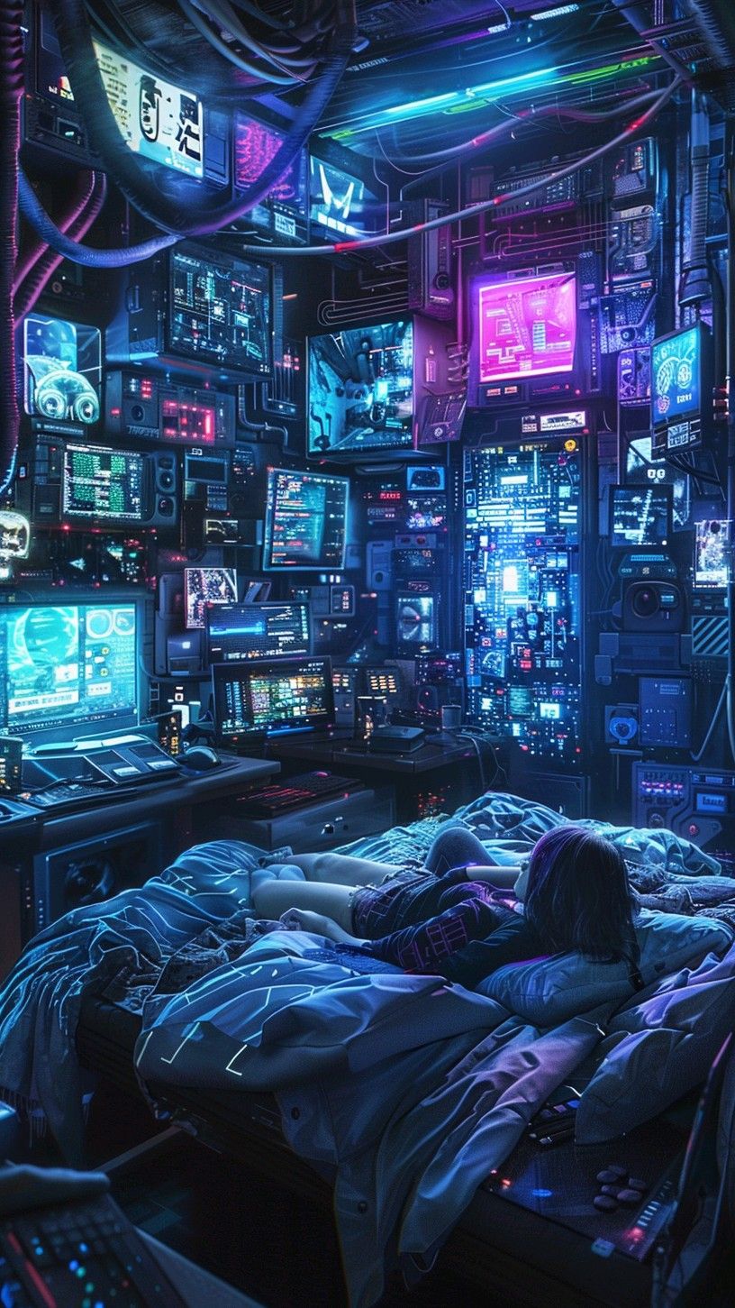 Cyberpunk Neon Street Portrait Download Wallpapers
