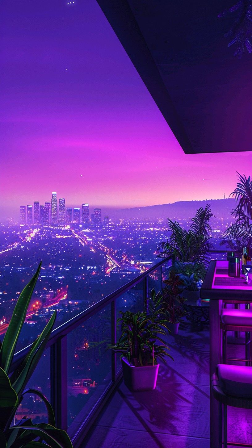 Cyberpunk Balcony Glowscape Download Wallpapers