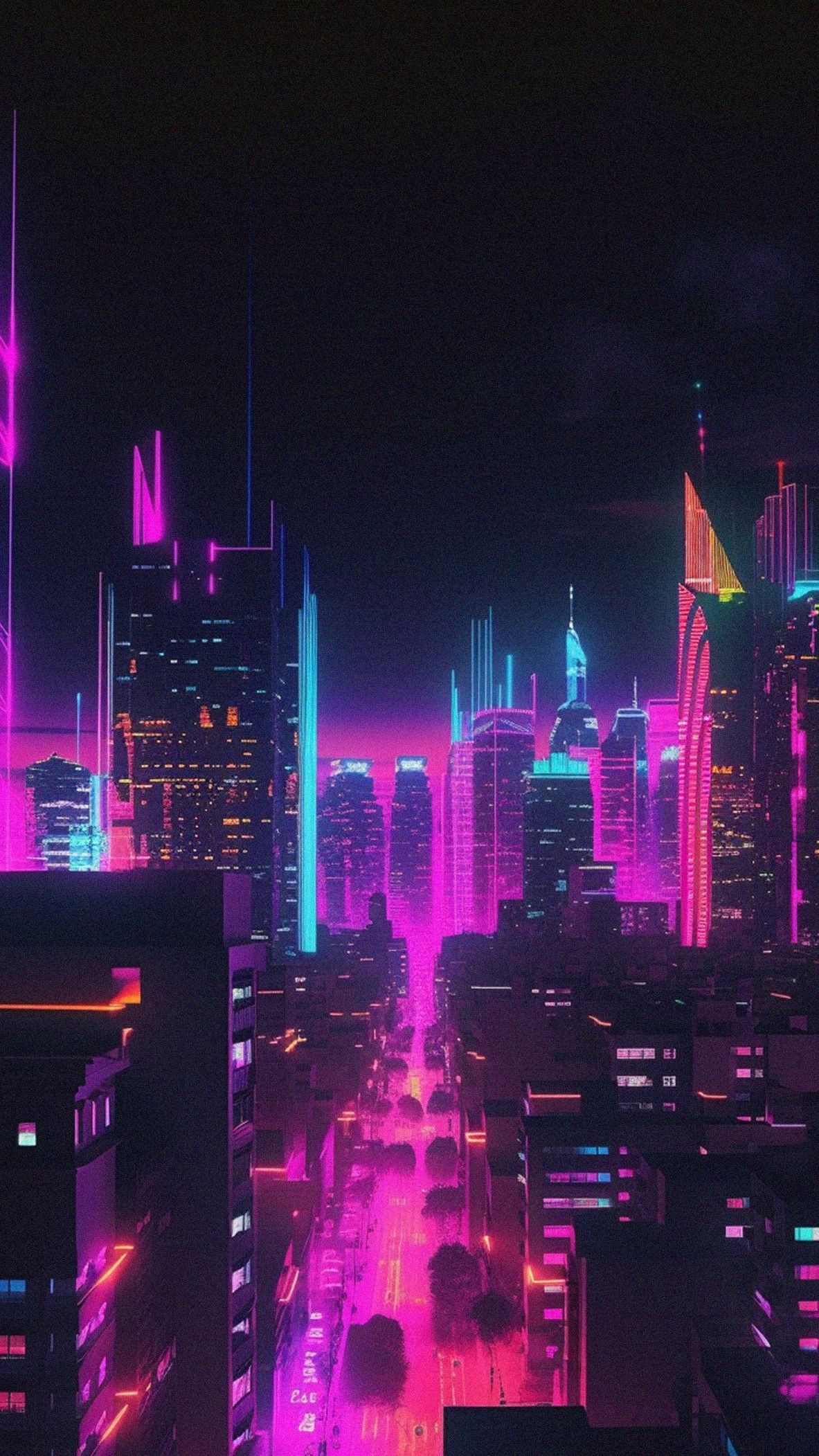 Neon-Lit Cyberpunk Cityscape Download Wallpapers