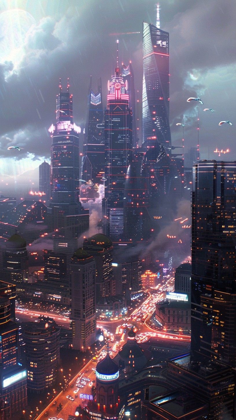 Neon Cityscape Cyberpunk Night Download Wallpapers