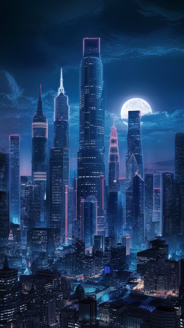 Neon Cityscape Glow Download Wallpapers