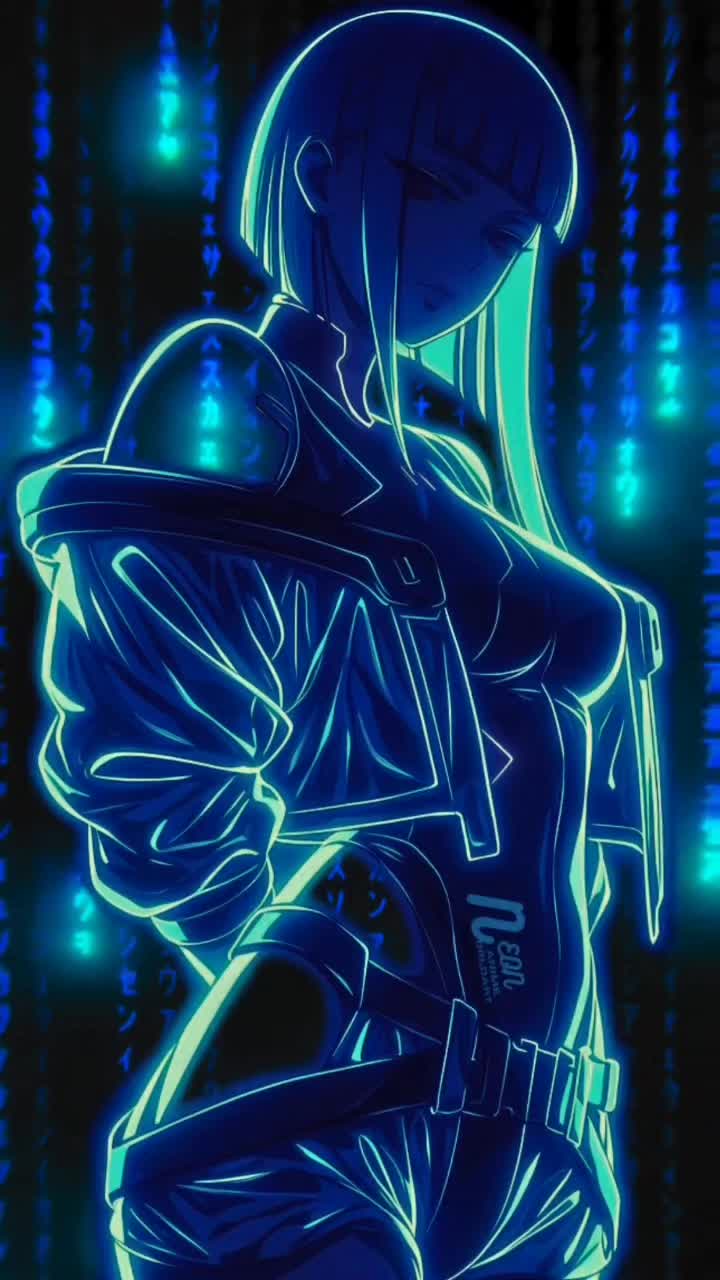 Neon Glow Woman in Blue Download Wallpapers