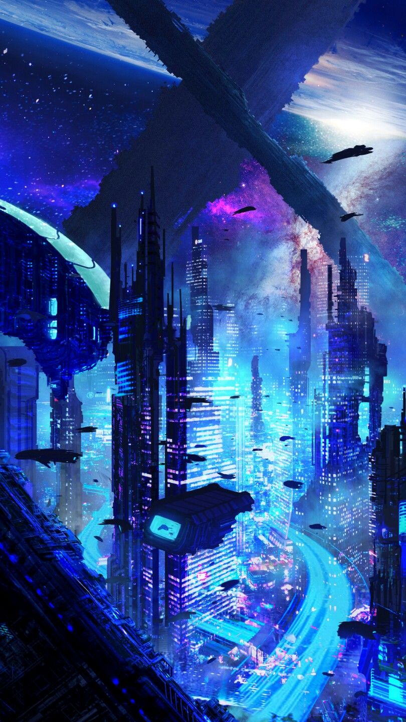 Futuristic Neon Cityscape Design Download Wallpapers