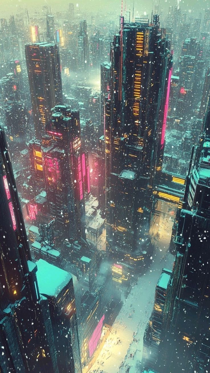 Neon Metropolis Futuristic Skyline Download Wallpapers