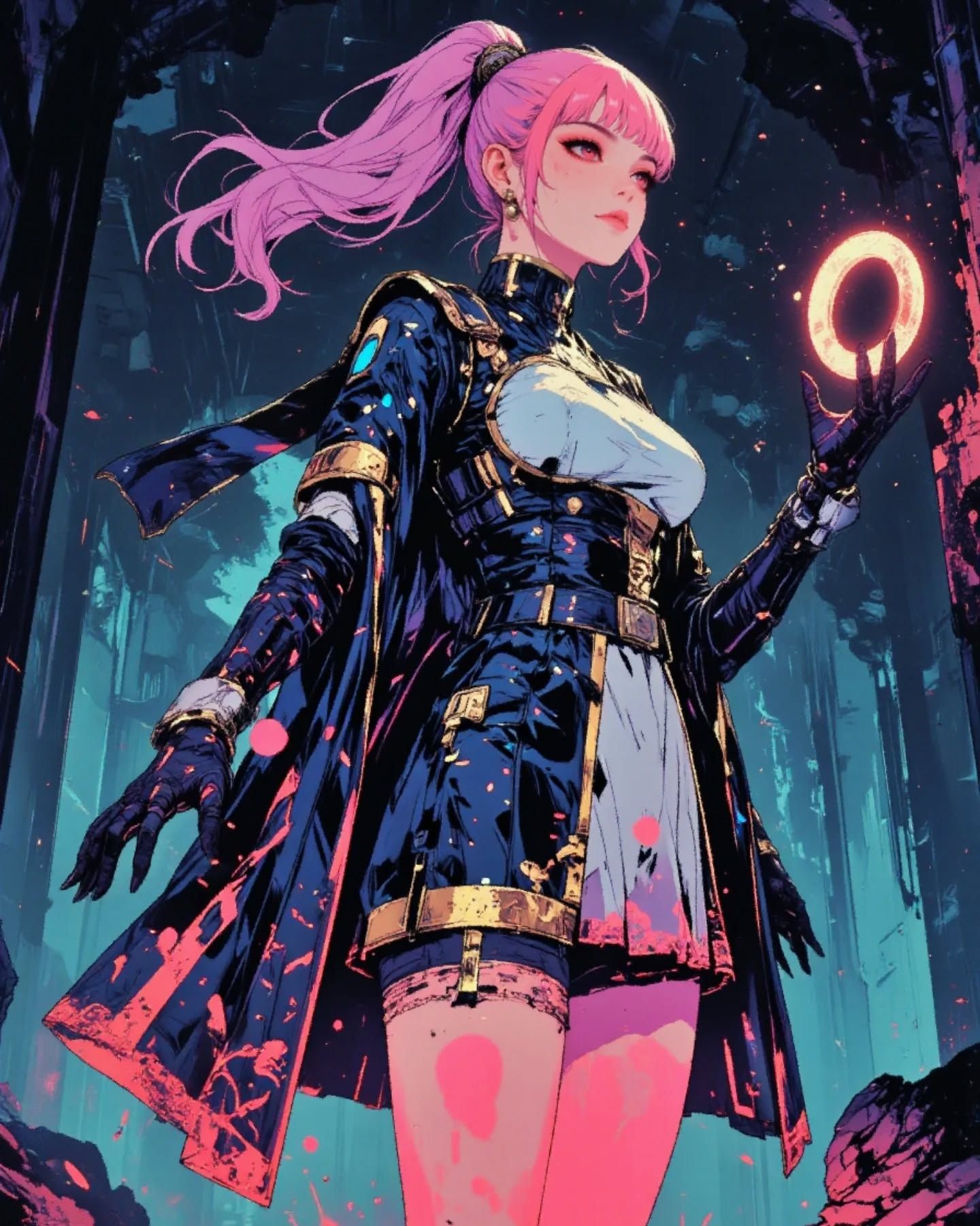 Neon Glow in Cyberpunk Woods Download Wallpapers
