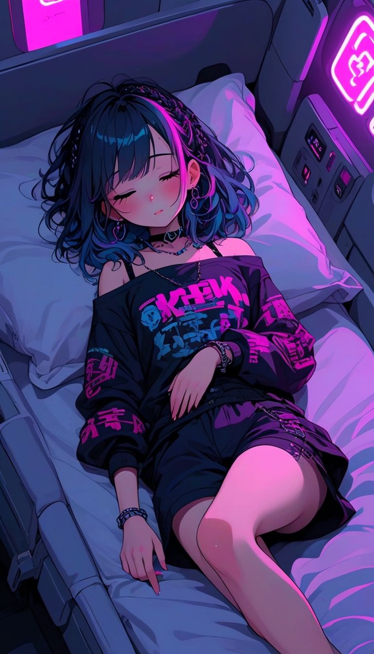 Neon Cyberpunk Girl Portrait Download Wallpapers