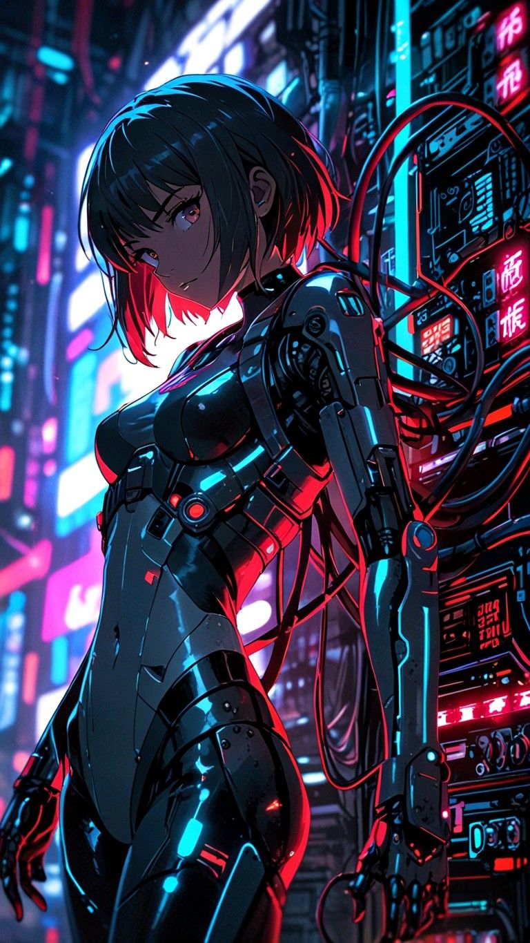 Neon Cyberpunk Futuristic Woman Download Wallpapers