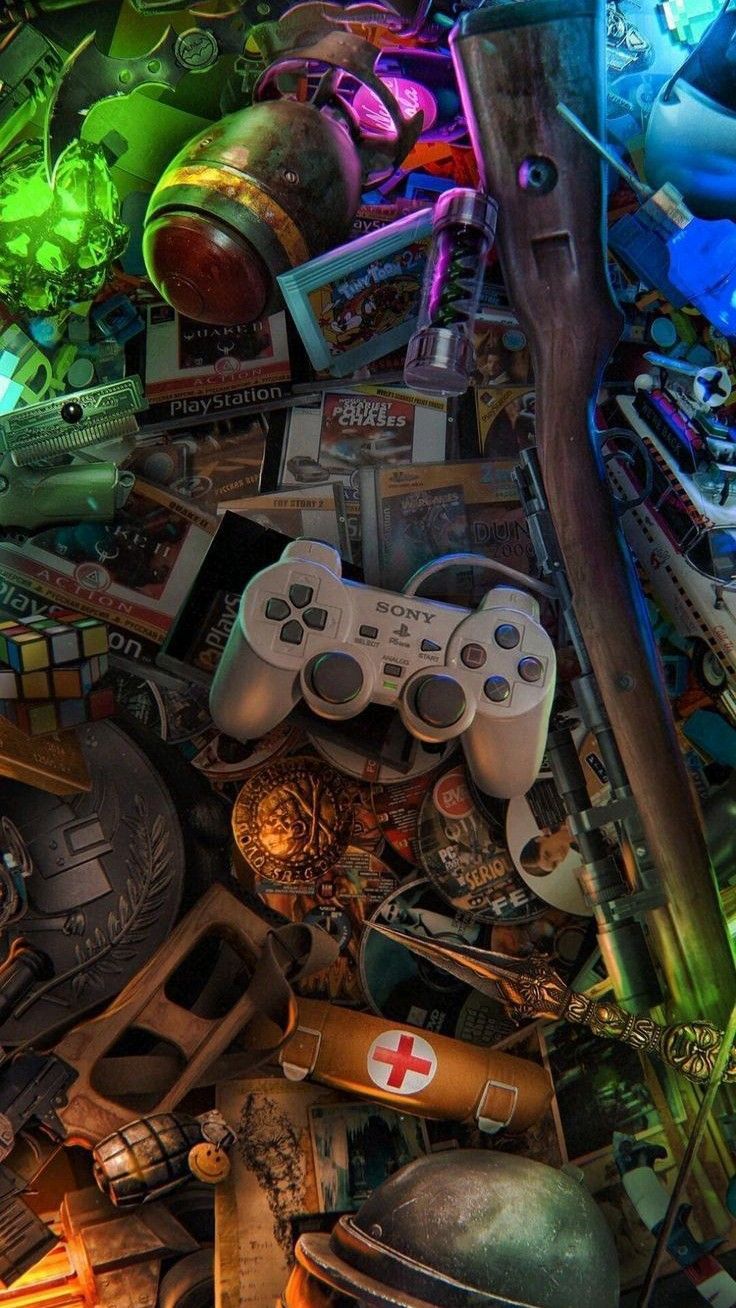 Vibrant Video Game Collectibles Display Download Wallpapers