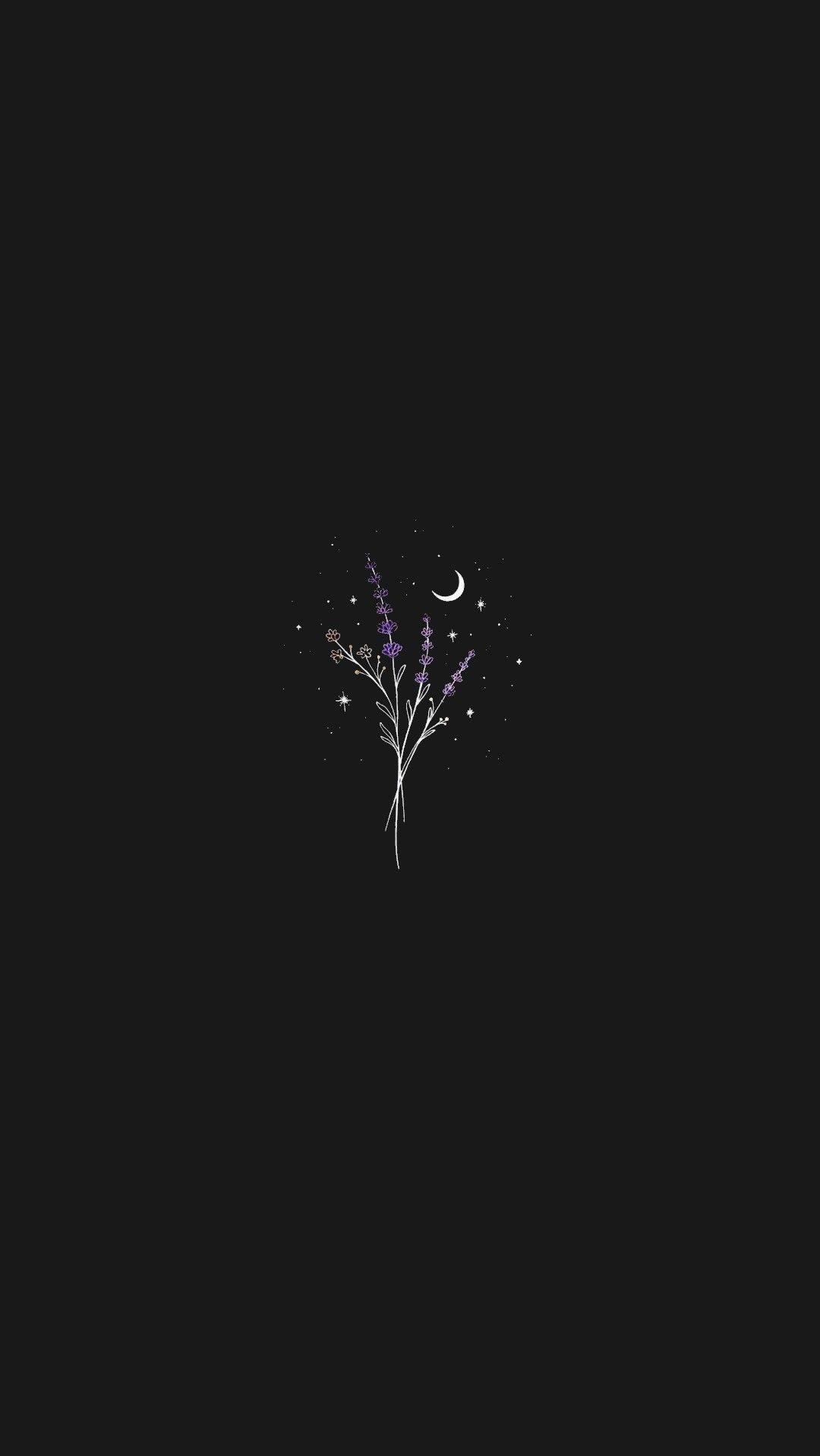 Purple Flower Minimalist Moon Download Wallpapers
