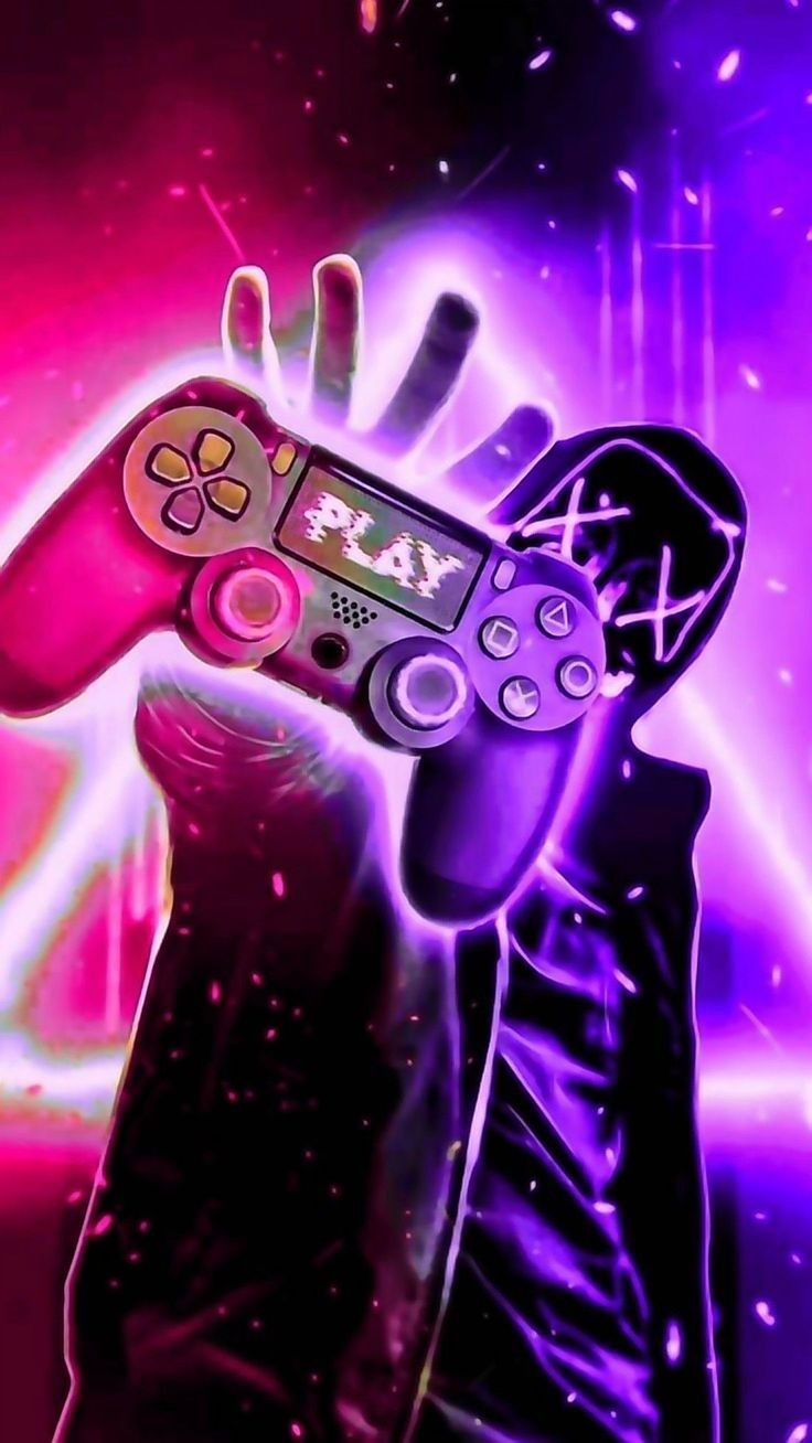 Gaming Controller Neon Glow Portrait Download Wallpapers